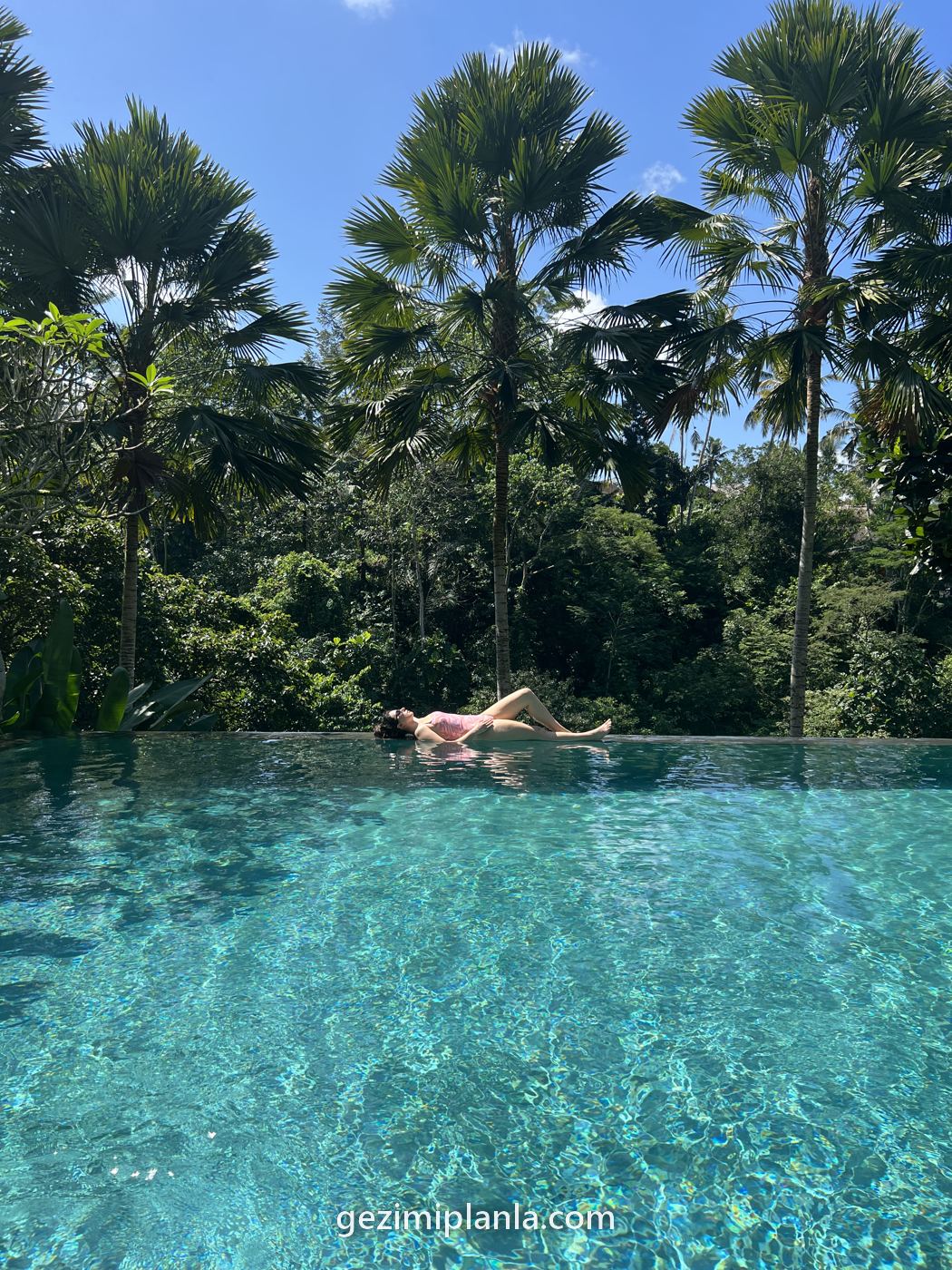 Ubud'da ormana bakan sonsuzluk havuzu