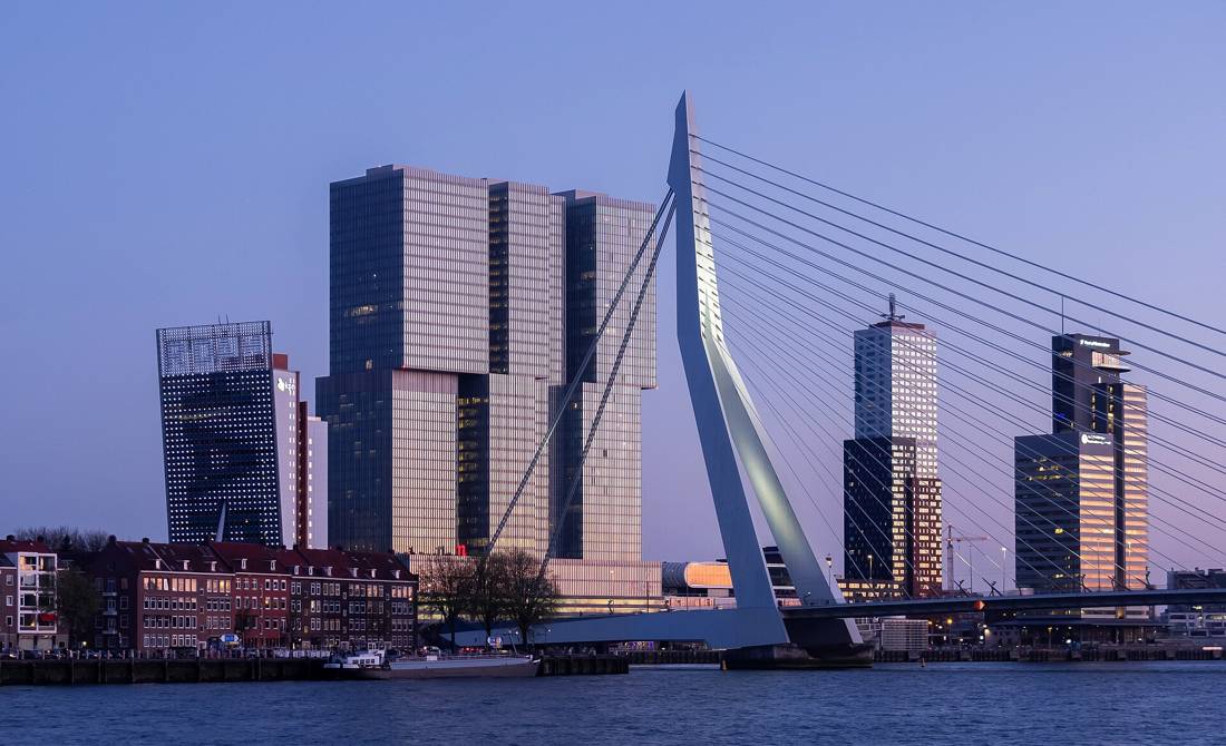 Erasmus Koprusu ve Rotterdam silueti